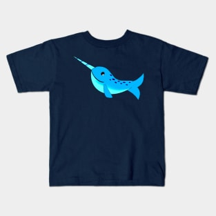 Blue cute Cartoon Narwhal Kids T-Shirt